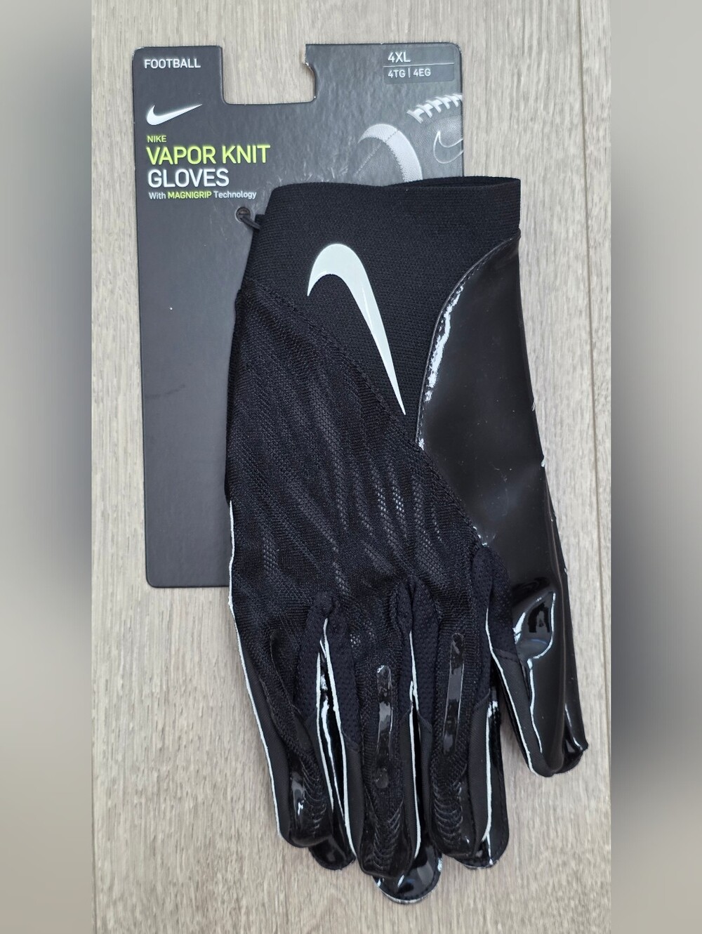 Nike Vapor Knit 4.0 Football Gloves Black DX4529-091 Mens Sz 4XL New MSRP $73 🏈